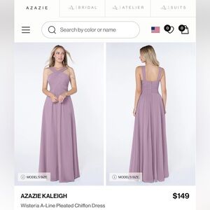 Azazie Wisteria A-Line Pleated Chiffon Maxi Dress